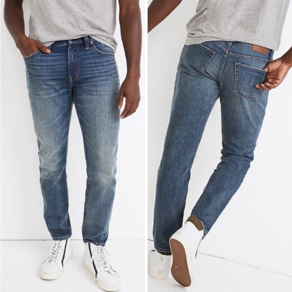 NWT Mens Madewell Athletic Slim Blue Jeans Flex Stretch Denim N1995 SIZE 34 x 34 - Picture 2 of 4